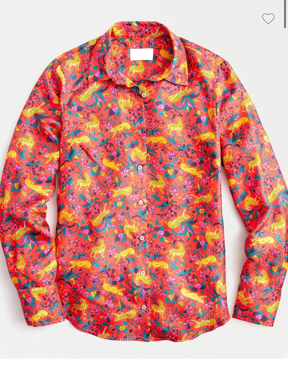 J. Crew Collection silk twill button-up shirt in jungle cat floral print